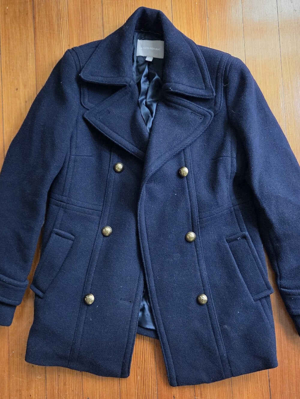 Banana Republic 🧥Navy Double-Breasted Peacoat with Gold Buttons
